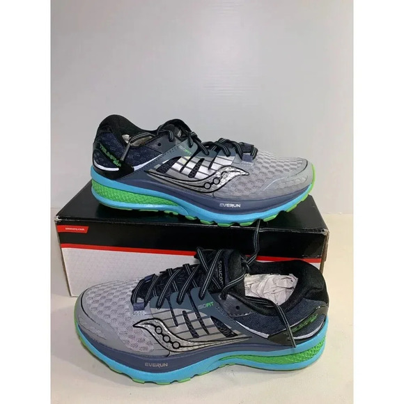 .4122 Saucony Triump Iso 2, Grey/Green, Womens Running Shoes-US 7 Womens - Picture 1 of 5